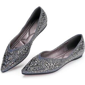 Flats Shoes Women Rhinestone Pointed Head Ballet Flats Comfortable Soft Foam